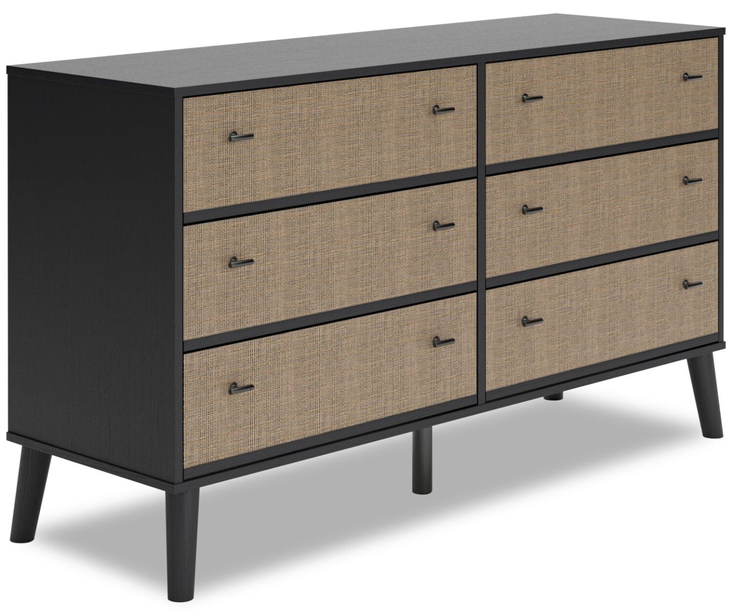 Commode à 6 tiroirs Kylo pour chambre à coucher, 59 L x 33,9 H, Moderne Mid-Century - Bicolore Noir et Beige | Commode moderne du milieu du 20e siècle Kylo de 59 po (L) x 33,9 po (H) à 6 tiroirs pour la chambre à coucher - deux teintes, noir et beige
