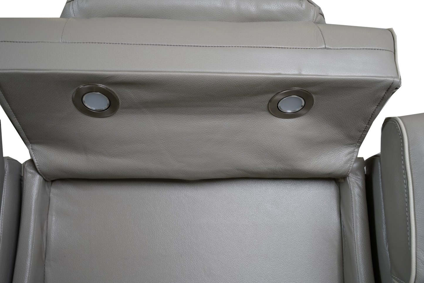 Canapé de massage à inclinaison électrique Elite de 86 po en cuir véritable avec son immersif et appuie-têtes électriques - mastic