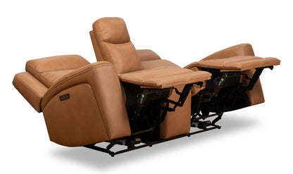 Scott Living Prescott 79 Genuine Leather Power Reclining Loveseat with Power Headrests - Butternut Brown | Causeuse à inclinaison électrique Prescott de Scott Living de 79 po en cuir véritable avec appuie-têtes électriques - brun courge musquée