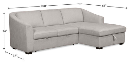 Envy 2-Piece Right-Facing Chenille Fabric Sleeper Sectional with Storage Chaise - Fog Grey | Canapé-lit sectionnel droit Envy 2 pièces en tissu de chenille avec chaise longue de rangement - gris brouillard