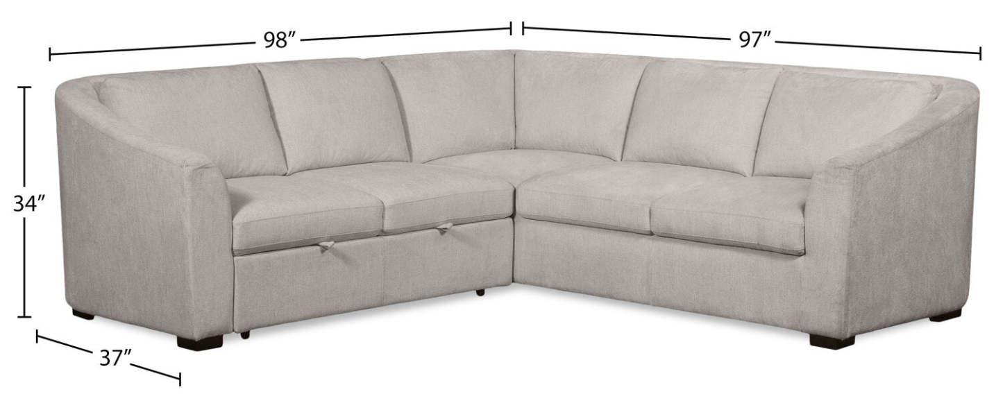 Canapé-lit sectionnel Envy 2 pièces orienté vers la gauche en tissu chenille - Gris brouillard | Canapé-lit sectionnel gauche Envy 2 pièces en tissu de chenille - gris brouillard