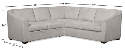 Canapé-lit sectionnel Envy 2 pièces orienté vers la gauche en tissu chenille - Gris brouillard | Canapé-lit sectionnel gauche Envy 2 pièces en tissu de chenille - gris brouillard