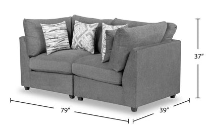 Scott Living Evolve Modular 79 Linen-Look Fabric Loveseat with Removable Feather Down Cushions - Charcoal Grey | Causeuse modulaire Evolve de Scott Living de 79 po en tissu d’apparence lin avec coussins amovibles en duvet et plumes - gris anthracite