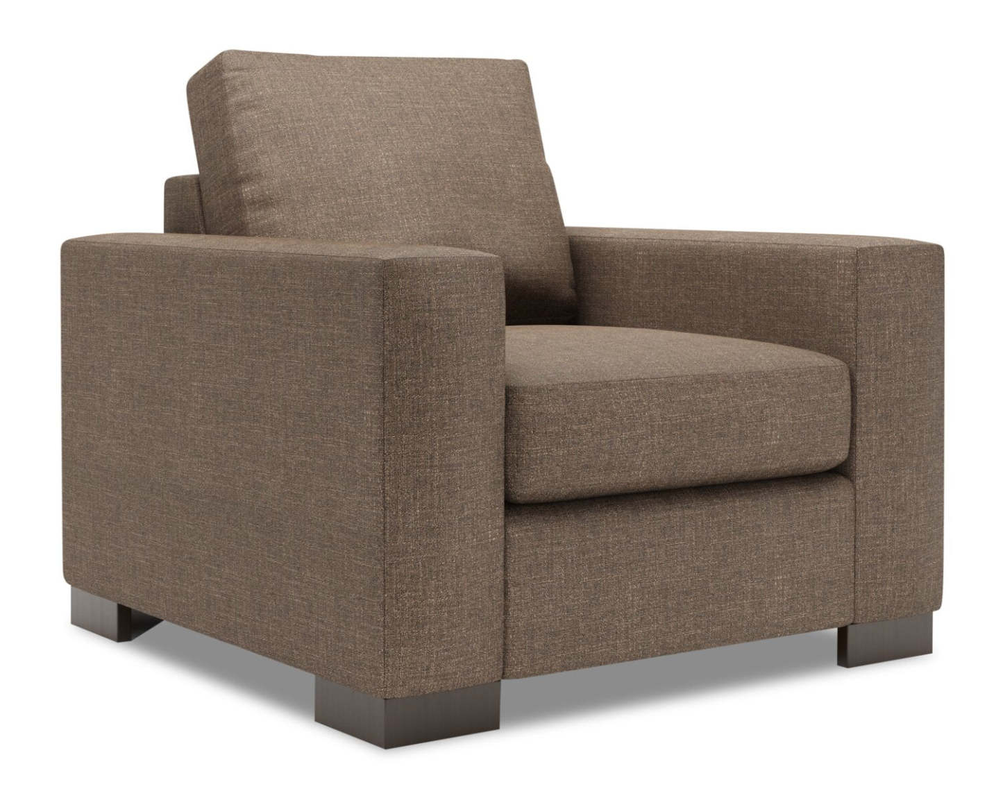 Fauteuil Track de Sofa Lab personnalisable de 38 po fabriqué au Canada en tissu d’apparence lin avec accoudoirs rectilignes - brun Luna Praline | TR302591