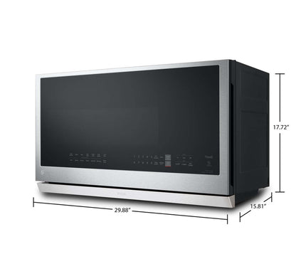 LG 2,1 Cu. Fort. Micro-ondes à grande portée avec ExtendaVent™ et cuisson par capteur - Acier inoxydable anti-taches… | Quatre à micro-ondes à hotte intégrée LG de 2,1 pi³ avec ExtendaVentMC et cuisson par capteur - acier …