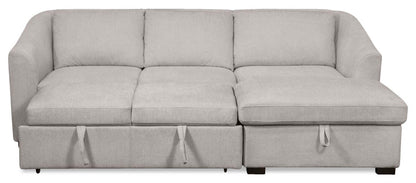 Envy 2-Piece Right-Facing Chenille Fabric Sleeper Sectional with Storage Chaise - Fog Grey | Canapé-lit sectionnel droit Envy 2 pièces en tissu de chenille avec chaise longue de rangement - gris brouillard