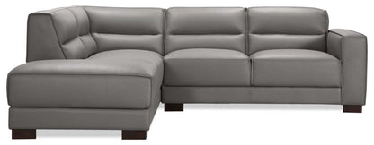Sofa sectionnel de gauche Citadel 2 pièces en cuir véritable de qualité supérieure avec pattes en bois - gris