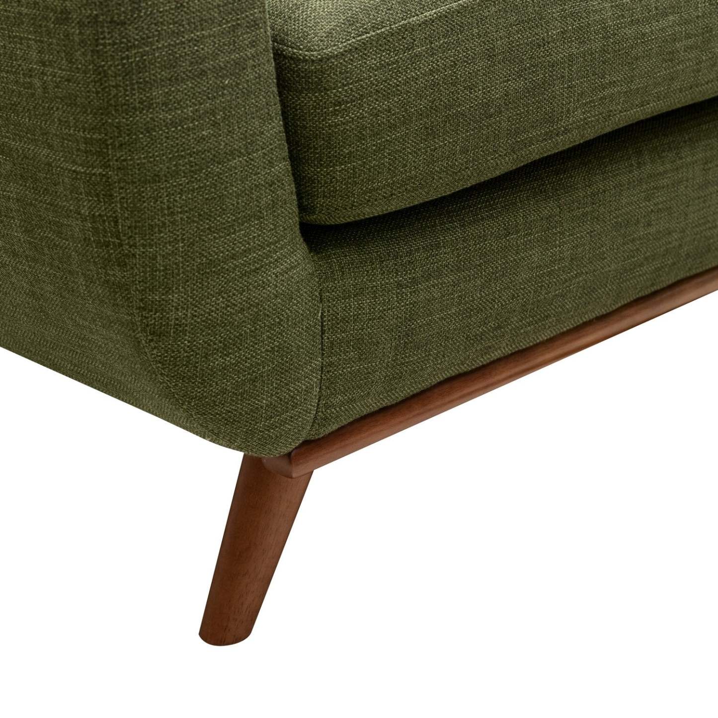 Sofa Freeman de Kort & Co. de 80 po de format condo en tissu d’apparence lin avec base et pattes en bois - vert avocat