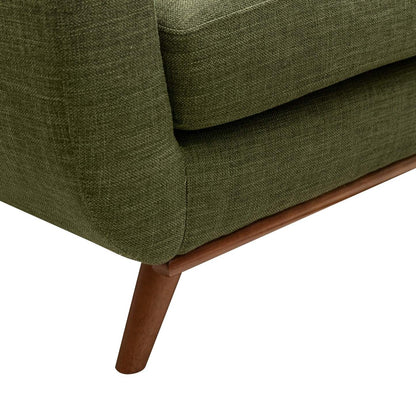Sofa Freeman de Kort & Co. de 80 po de format condo en tissu d’apparence lin avec base et pattes en bois - vert avocat