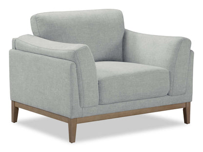 Chaise en tissu Valley 44 avec base et pieds en bois d'hévéa - Gris | Fauteuil Valley de 44 po en tissu avec base et pattes en hévéa - gris