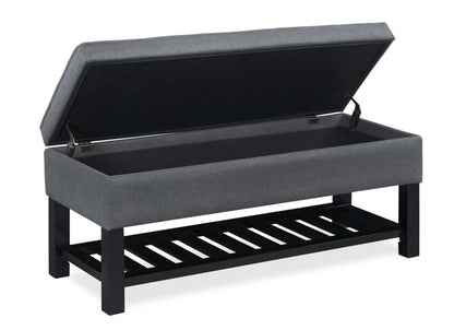 Ryan 43.5 Storage Bench with Bottom Shelf - Dark Grey|Banc de rangement Ryan de 43,5 po avec tablette Inférieure - gris foncé