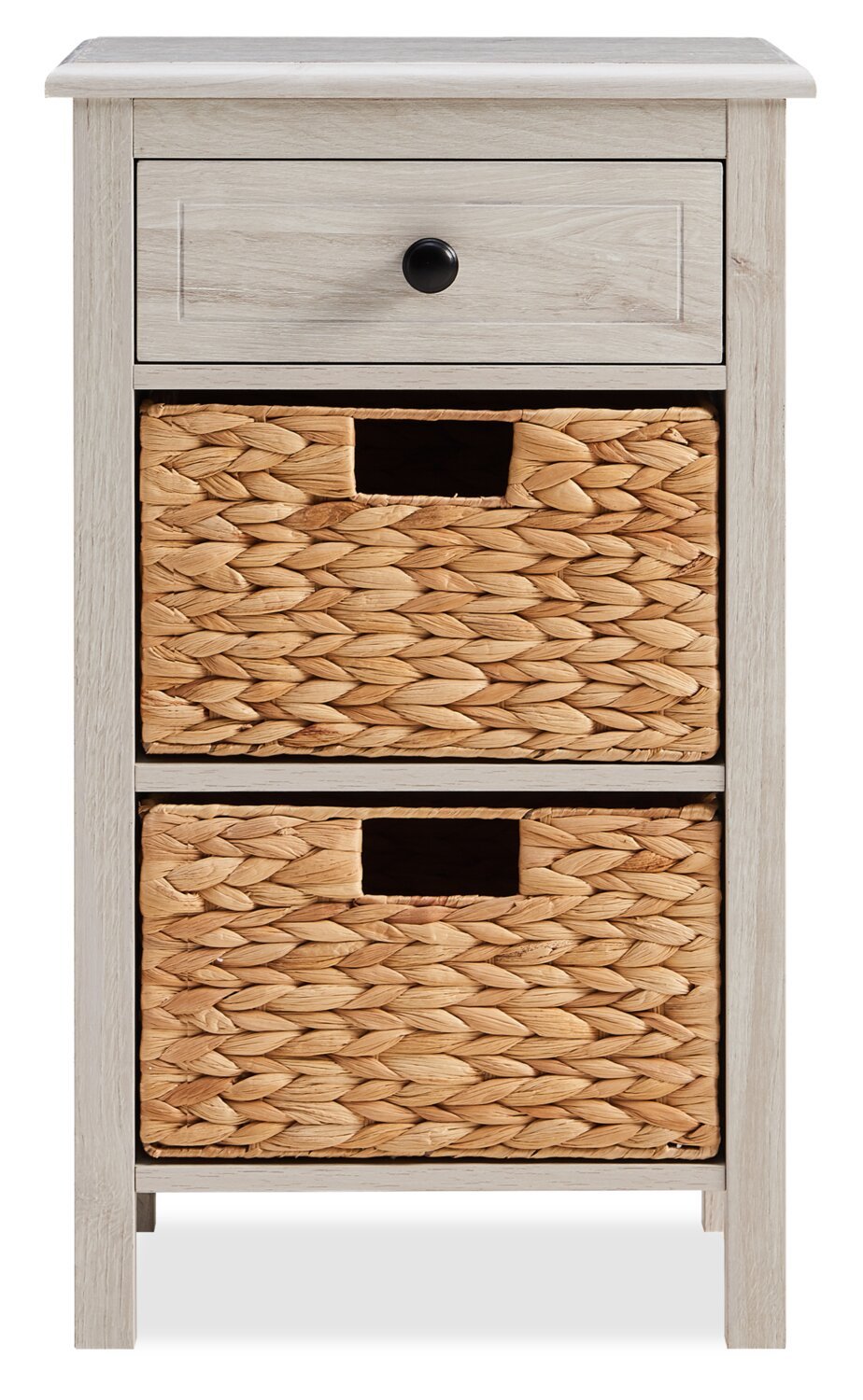 Table de chevet Jon 15,5 avec 2 paniers et tiroir - Chêne blanc|Table de fauteuil Jon de 15,5 po avec 2 paniers et tiroir - chêne blanc