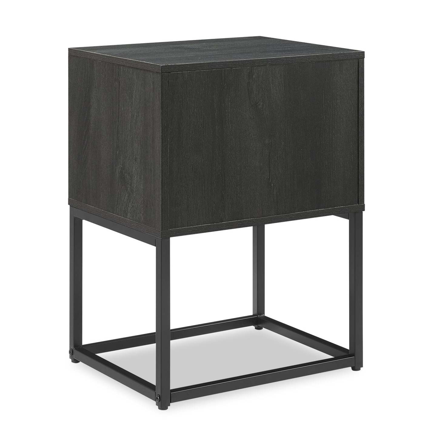 Table de chevet Fynn à 1 tiroir avec étagère de rangement, 18 L x 25,75 H - Marron/Noir | Table de nuit Fynn de 18 po (l) x 25,75 po (H) à 1 tiroir avec tablette de rangement - brune et noire