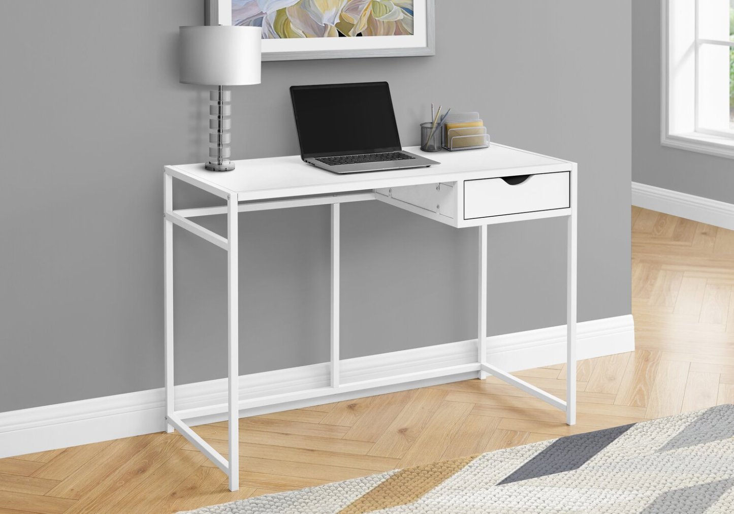 Bureau Everly de 42,25 po avec tiroir - blanc