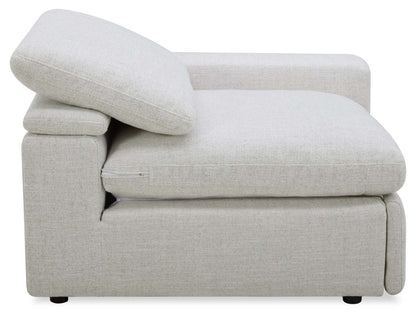 Sofa sectionnel à inclinaison électrique modulaire Sky 6 pièces en tissu avec console et coussins en duvet et plumes - blé Nathan