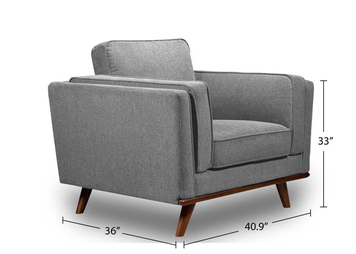 Fauteuil Kassia de Kort & Co. de 40,9 po en tissu d’apparence lin avec base et pattes en bois - gris