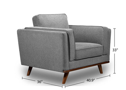 Fauteuil Kassia de Kort & Co. de 40,9 po en tissu d’apparence lin avec base et pattes en bois - gris