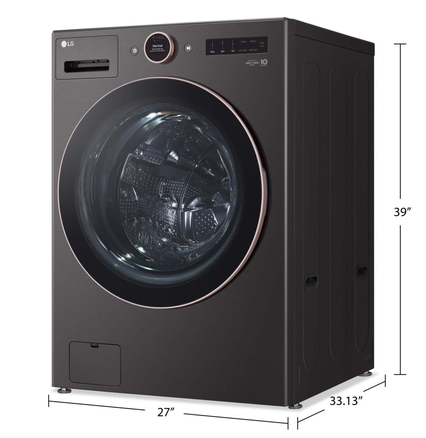 Laveuse à la vapeur intelligente haute efficacité LG à chargement frontal de 5,8 pi³ - acier noir - empilable - WM6500HBA | LG 5.8 Cu. Ft. Smart Front-Load High-Efficiency Steam Washer - Black Steel - Stackable - …