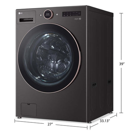 Laveuse à la vapeur intelligente haute efficacité LG à chargement frontal de 5,8 pi³ - acier noir - empilable - WM6500HBA | LG 5.8 Cu. Ft. Smart Front-Load High-Efficiency Steam Washer - Black Steel - Stackable - …