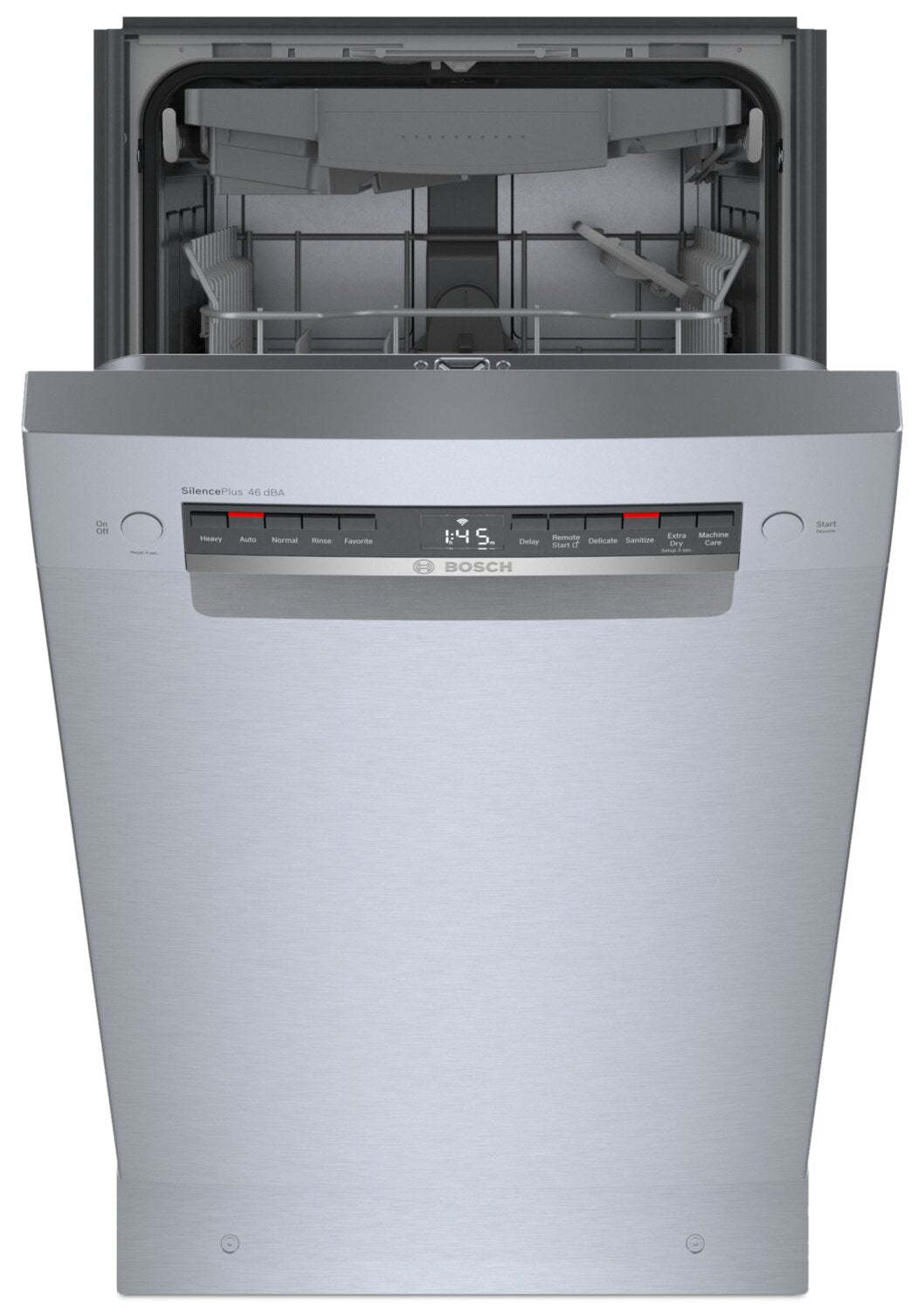 Bosch Lave-vaisselle intelligent à commande frontale série 18 300 avec PrecisionWash® et troisième panier - SPE53C55UC | Lave-vaisselle intelligent Bosch série 300 de 18 po avec commandes à l'avant, PrecisionWash et 3e panier - SPE53C55UC | SPE535UC