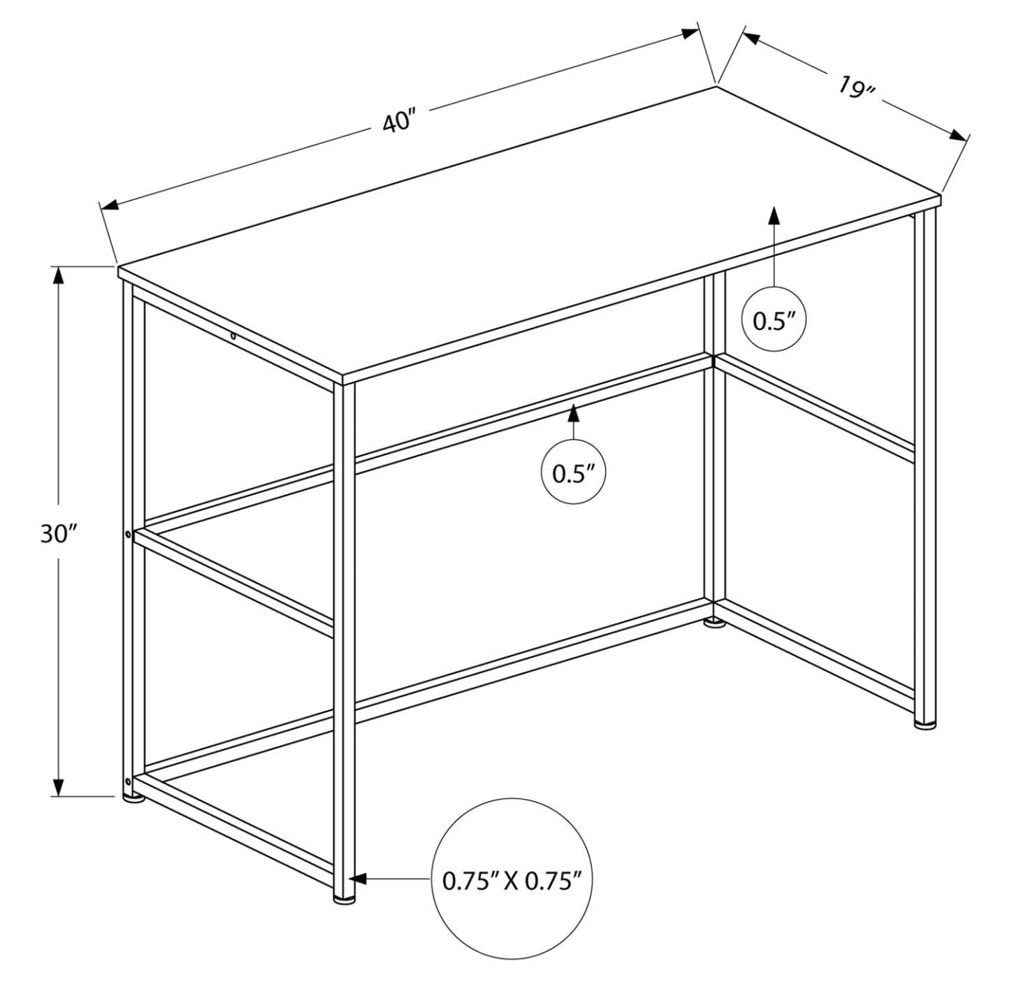 Luca 40 Bureau - Gris|Bureau Luca de 40 po - gris