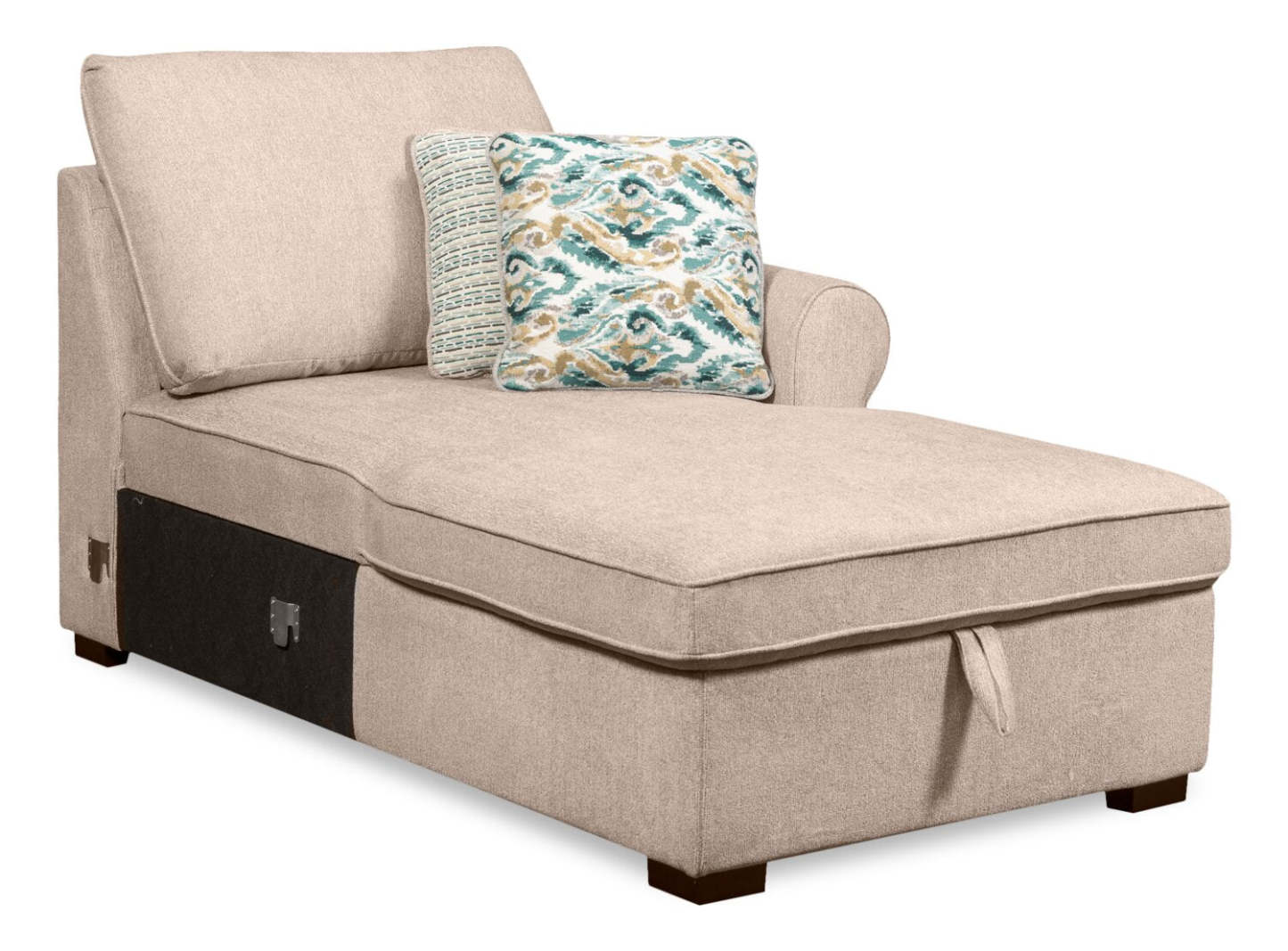 Scott Living Haven 3-Piece Left-Facing Chenille Fabric Cuddler Sleeper Sectional with Storage - Taupe | Canapé-lit sectionnel enveloppant de gauche Haven de Scott Living 3 pièces en tissu de chenille avec rangement - taupe
