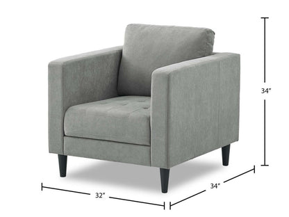 Chaise en tissu Metro 32 avec coussin de siège capitonné et coussin de dossier réversible - Gris | Fauteuil Metro de 32 po en tissu avec coussin de siège capitonné et coussin de dossier réversible - gris