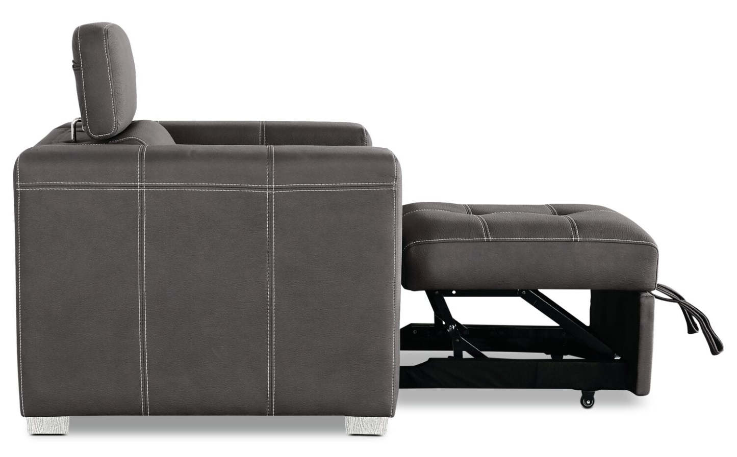 Fauteuil Drake de 41,5 po en tissu de suédine avec pouf rétractable et appuie-têtes relevables - gris ciment