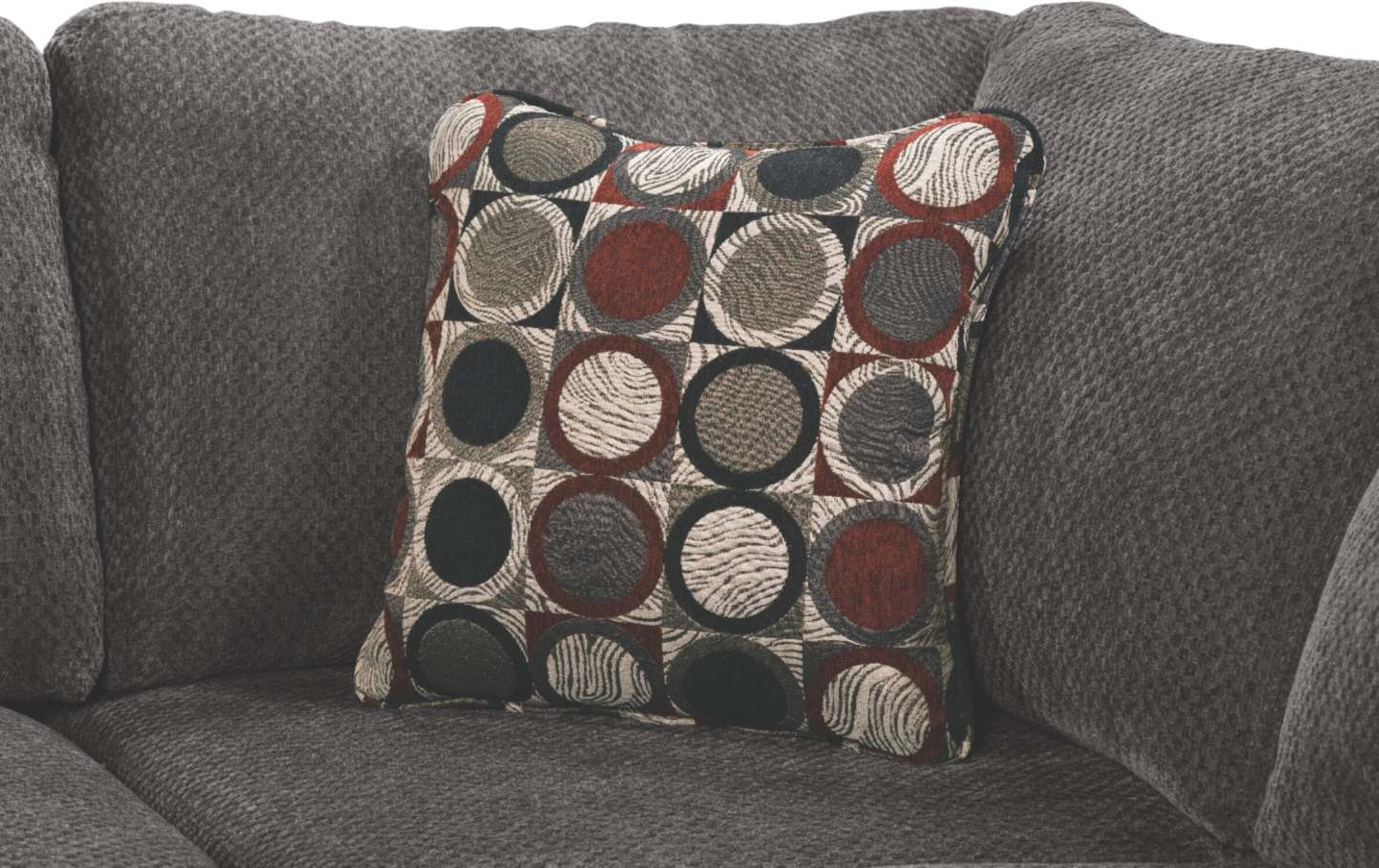 Sofa sectionnel de droite Morty 2 pièces fabriqué au Canada en tissu de chenille avec sofa et coussins décoratifs - gris