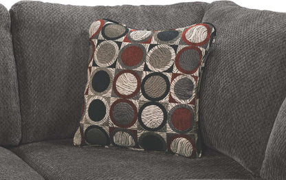 Sofa sectionnel de droite Morty 2 pièces fabriqué au Canada en tissu de chenille avec sofa et coussins décoratifs - gris