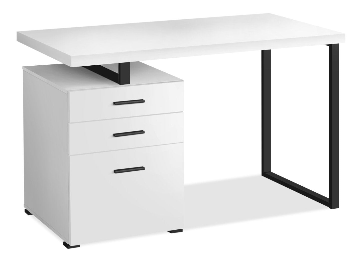 Bureau réversible Clayton 47.25 avec 3 tiroirs - Blanc|Bureau réversible Clayton de 47,25 po à 3 tiroirs - blanc