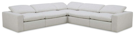 Sofa sectionnel à inclinaison électrique modulaire Sky 5 pièces en tissu avec coussins amovibles en duvet et plumes - blé Nathan