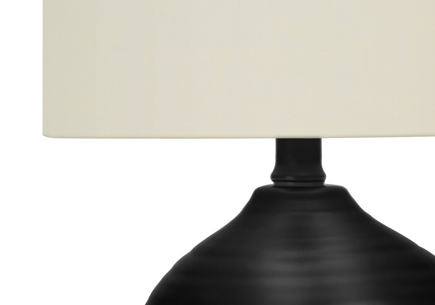 Lampe de table de 17 po en céramique noire avec abat-jour cylindrique lin