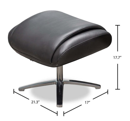 Vega 29,5 Fauteuil inclinable pivotant sans stress en similicuir avec repose-pieds et pieds en aluminium - Gris | Fauteuil pivotant inclinable Vega antistress de 29,5 po en similicuir avec repose-pieds et pattes en aluminium - gris