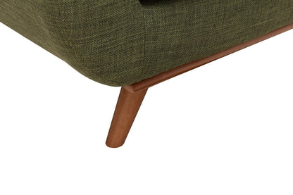 Sofa en tissu d’apparence lin Freeman 88 de Kort & Co. avec base en bois et coussins de dossier capitonnés - vert avocat