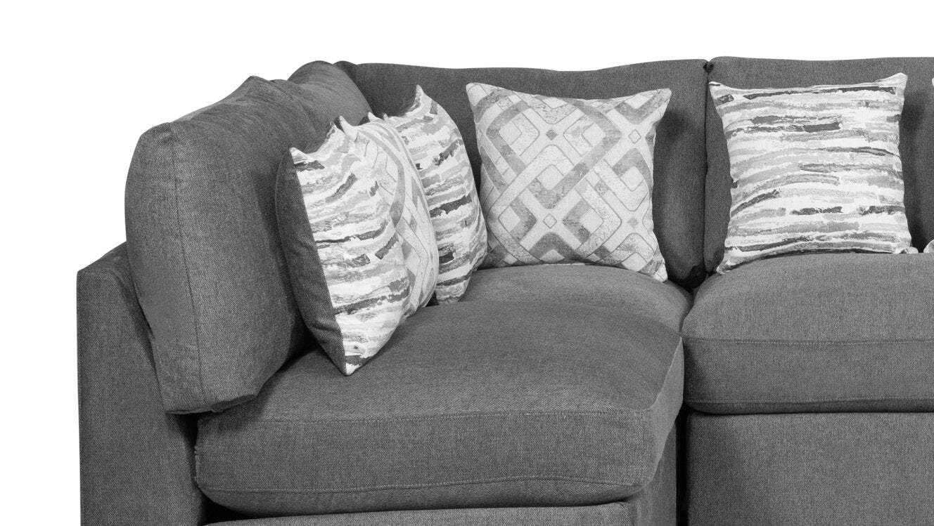 Scott Living Evolve Modular 4-Piece Linen-Look Fabric Sectional with Feather Down Cushions - Charcoal Grey | Canapé sectionnel modulaire Evolve de Scott Living 4 pièces en tissu d’apparence lin avec coussins en duvet et plumes - gris anthracite