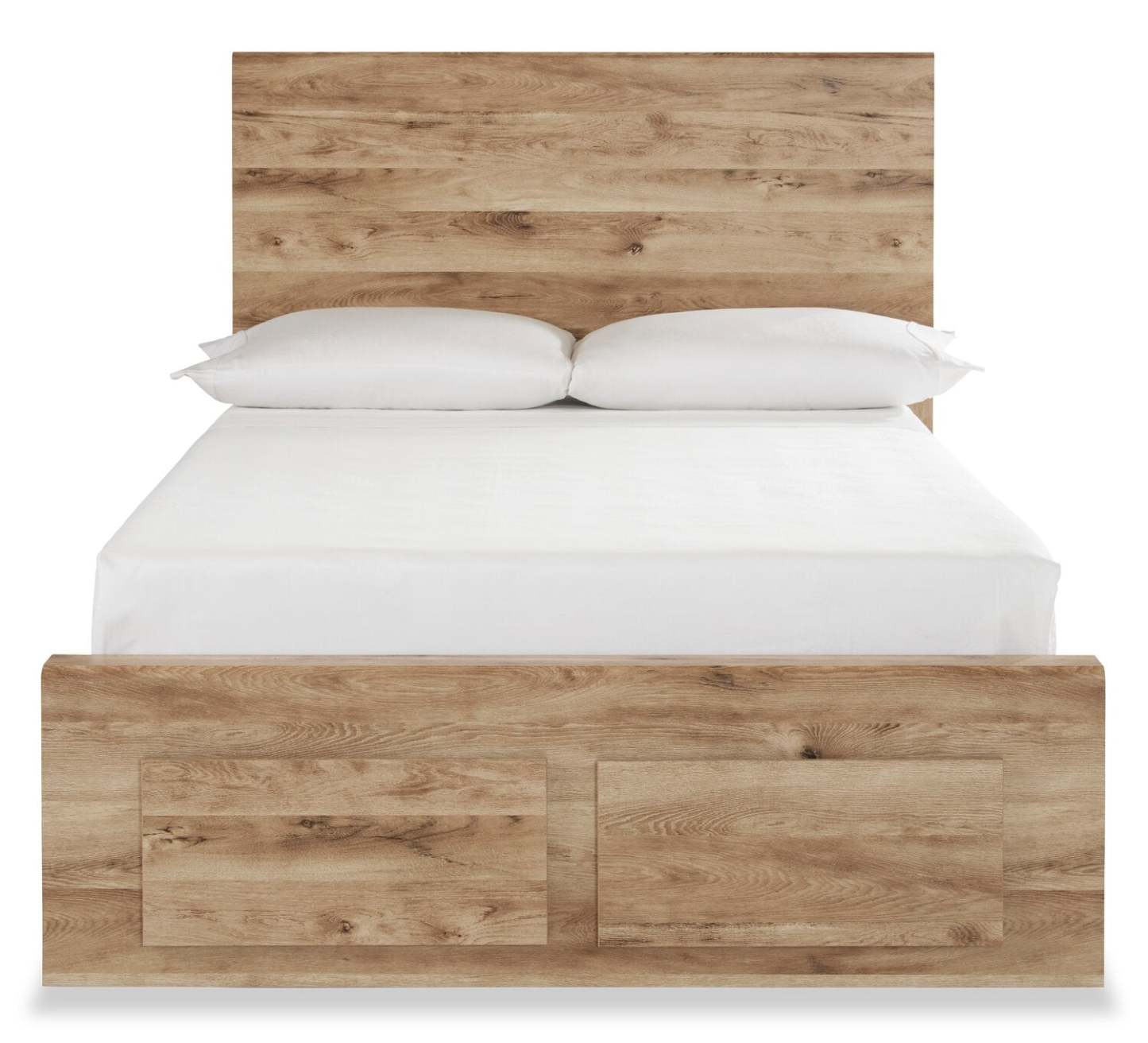 Lit de rangement Derekson avec 2 tiroirs intégrés au pied du lit, naturel - format lit double | Derekson Storage Bed with 2 Built-In Footboard Drawers, Natural - Full Size