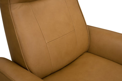 Fauteuil de massage à inclinaison électrique Serene de 31 po en cuir véritable avec appuie-tête électrique et siège chauffant - tan