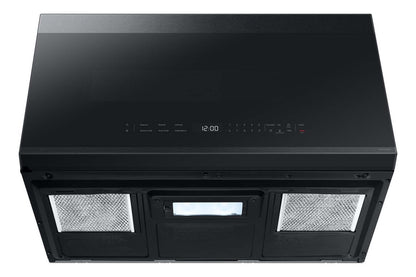 Samsung 2,1 Cu. Fort. Micro-ondes à grande portée avec 400 CFM et commande tactile en verre - Noir mat - ME… | Quatre à micro-ondes à hotte intégrée Samsung de 2,1 pi³ avec 400 pi³/min et commandes tactiles en ver…