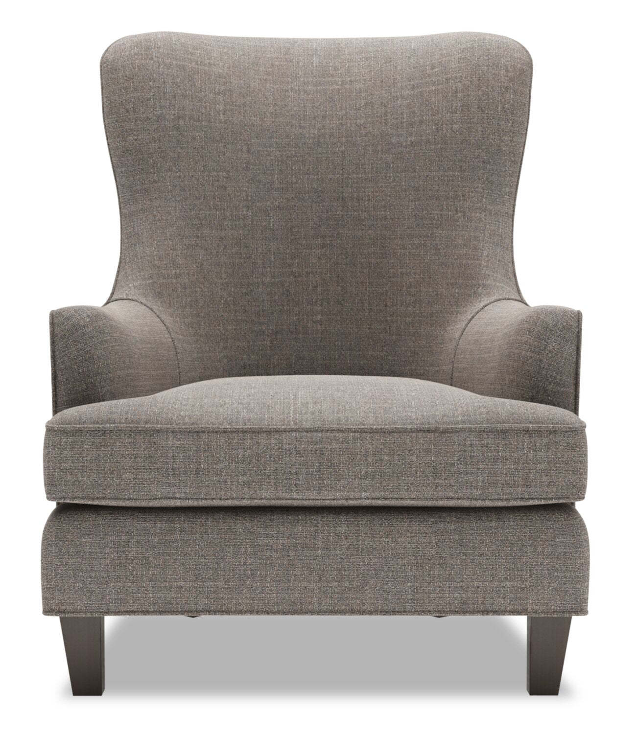 Fauteuil d'appoint à oreilles personnalisable Sofa Lab de 32 po fabriqué au Canada en tissu d'apparence lin - gris Luna Smoke | AILE2391
