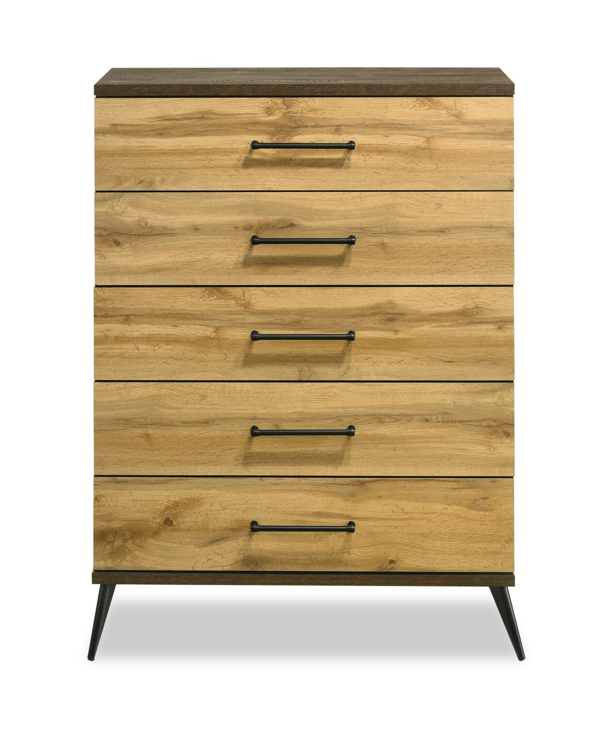 Commode de chambre à coucher Silas, 5 tiroirs, 33 L x 47,5 H - Marron rustique | Commode verticale de chambre à coucher Silas de 33 po (L) x 47,5 po (H) à 5 tiroirs - brun rustique