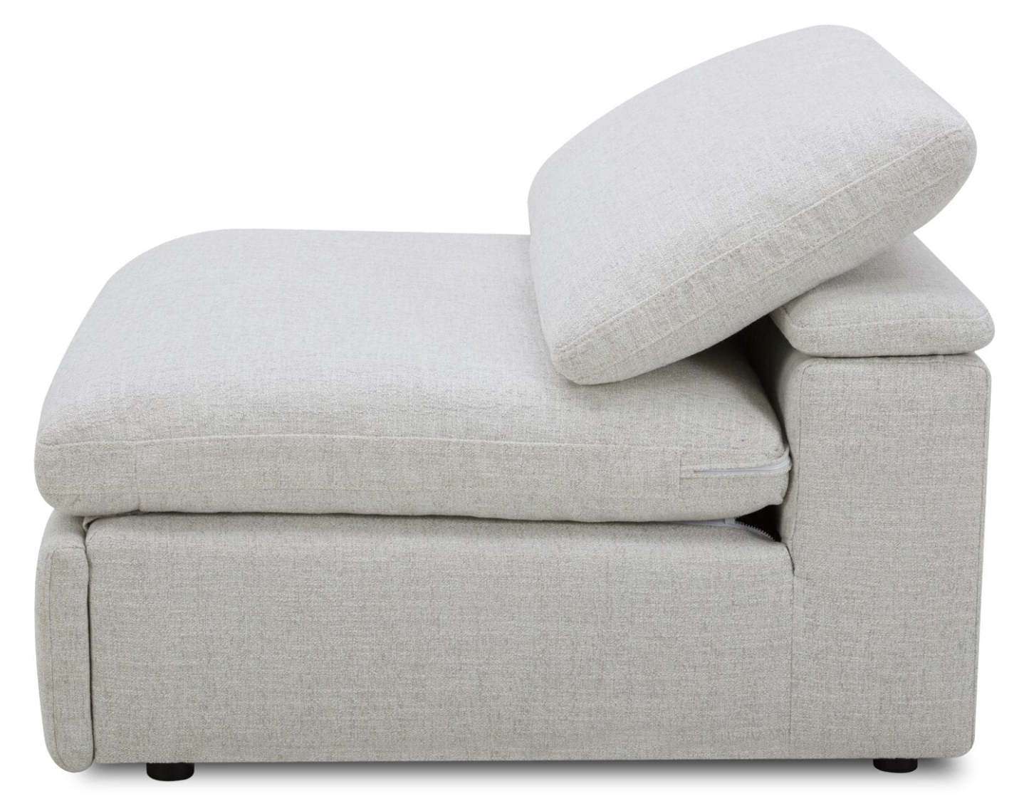 Fauteuil à inclinaison électrique sans accoudoirs Sky Modular 44 en tissu avec coussins en plumes - Nathan Wheat | Fauteuil sans accoudoirs à inclinaison électrique modulaire Sky de 44 po en tissu avec coussins en couette et plumes - blé Nathan