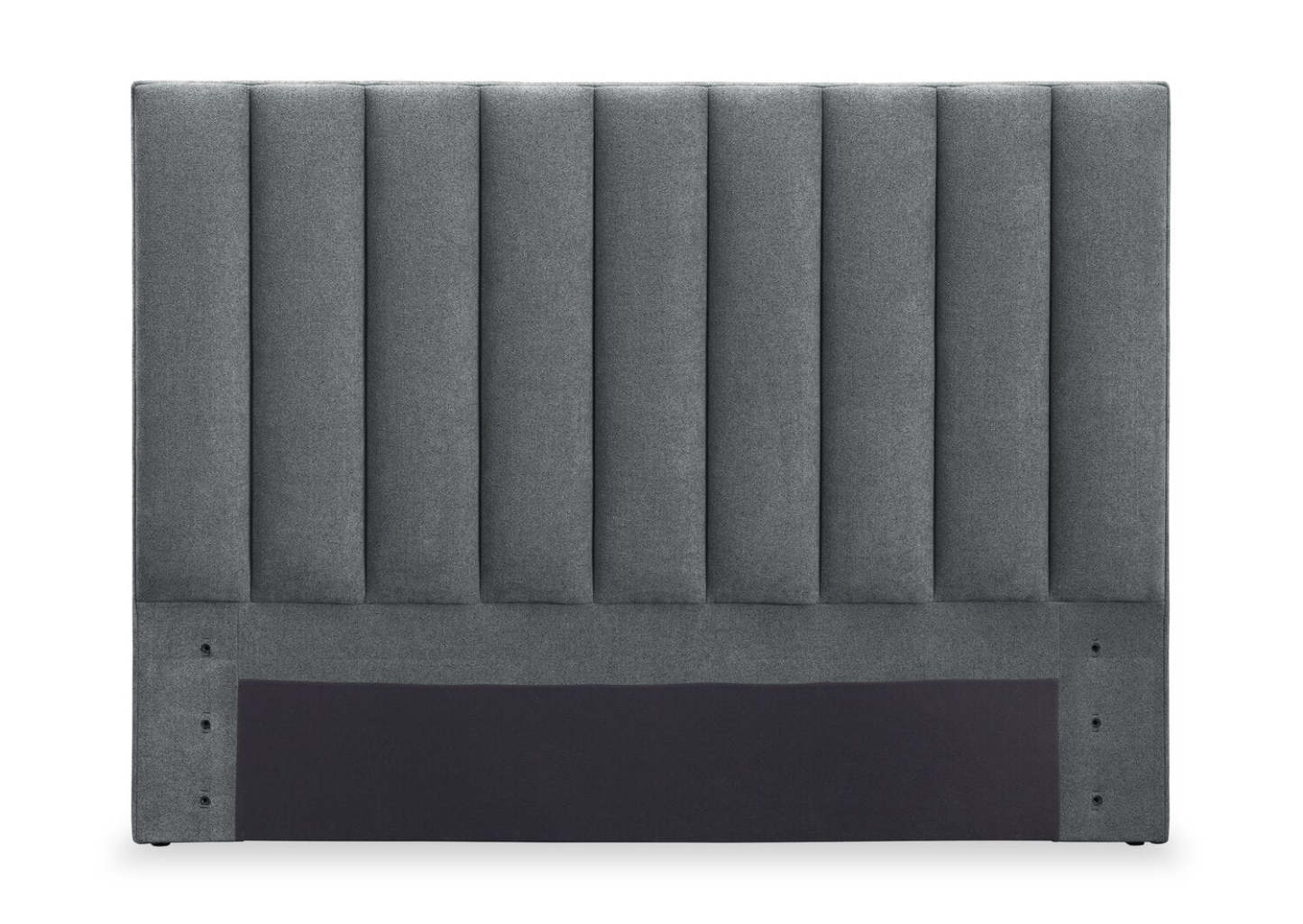 Lit plateforme rembourré Amos en tissu anthracite avec tête de lit canalisée - Grand lit | Lit plateforme Amos rembourré en tissu anthracite avec tête de lit à canaux - format grand lit