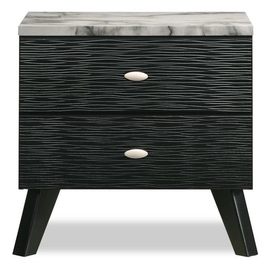Table de chevet à 2 tiroirs Atlas, 24,5 L x 23,4 H, Moderne Mid-Century - Noir | Table de nuit moderne du milieu du 20e siècle Atlas de 24,5 po (L) x 23,4 po (H) à 2 tiroirs - noire