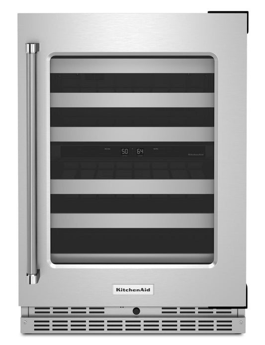 Réfrigérateur à vin KitchenAid de 20 pi³ et de 24 po sous le comptoir - acier inoxydable - KUWR314KSS | KitchenAid 24 20 Cu. Ft. Undercounter Wine Refrigerator - Stainless Steel - KUWR314KSS…