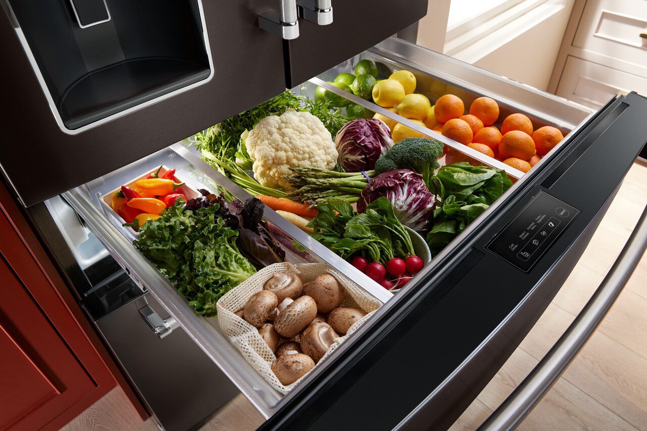 Réfrigérateur KitchenAid de 26,2 pi³ et de 36 po à portes françaises - acier inoxydable noir - KRMF536RBS | KitchenAid 36 26,2 Cu. Fort. Réfrigérateur à portes françaises - Acier inoxydable noir - KRMF536RBS