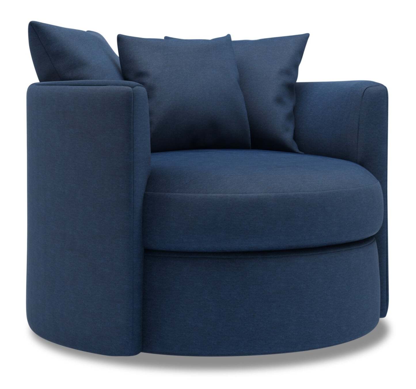 Fauteuil d’appoint pivotant Nest de Sofa Lab de 41 po fabriqué au Canada en tissu d’apparence lin - bleu Pax Navy | NEST3149