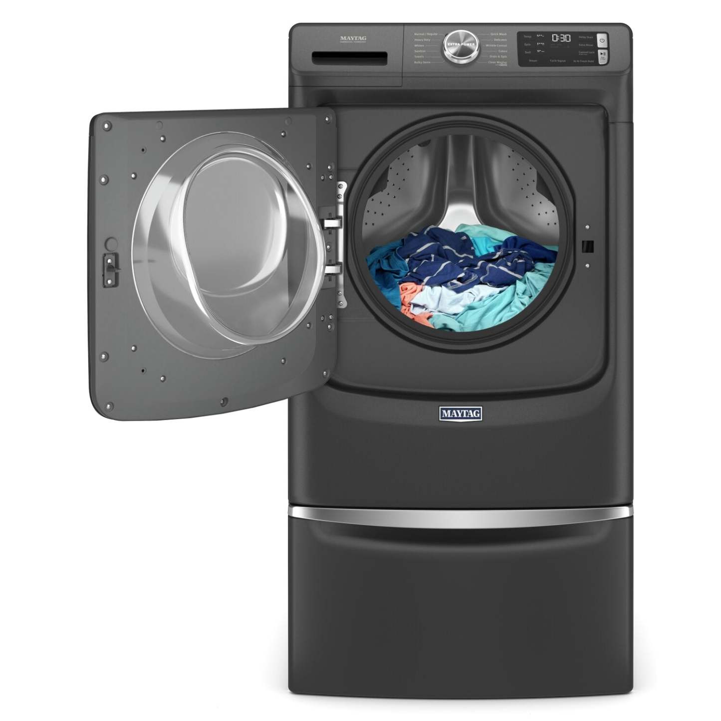 Piédestal à lessive Maytag 15,5 H avec tiroir de rangement - Noir volcan | Piédestal de buanderie Maytag de 15,5 po de hauteur avec tiroir de rangement - Noir | XHPC155B