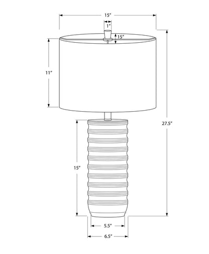 Lampe de table de 28 po en résine texturée crème avec abat-jour ivoire