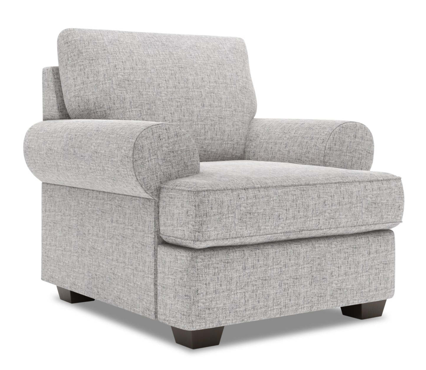 Fauteuil Roll de Sofa Lab de 42 po fabriqué au Canada en tissu d'apparence lin avec accoudoirs enroulés - gris Luna Domino | RO302191